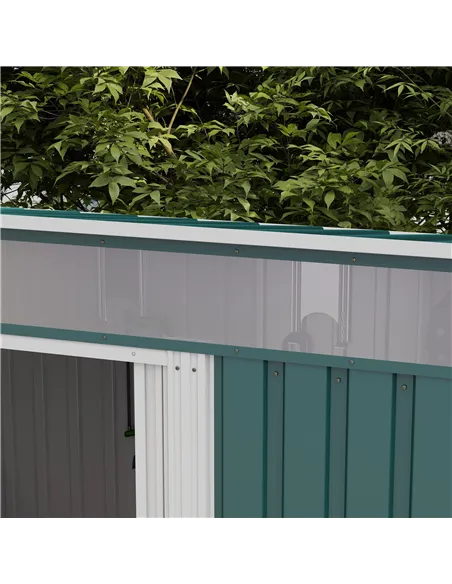 Outsunny 6.5 x 4FT Galvanised Metal Shed with Foundation Kit, Lockable Tool Garden Shed with Double Sliding Doors, Vents, Green