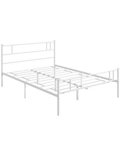 HOMCOM Double Metal Bed Frame Solid Bedstead Base with Headboard and Footboard, Metal Slat Support and Underbed Storage Space, B