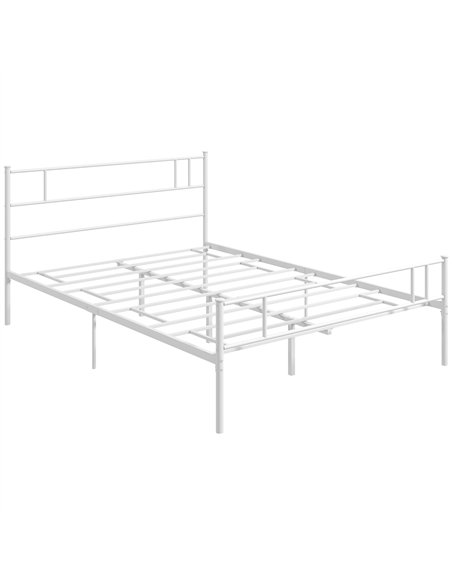 HOMCOM Double Metal Bed Frame Solid Bedstead Base with Headboard and Footboard, Metal Slat Support and Underbed Storage Space, B