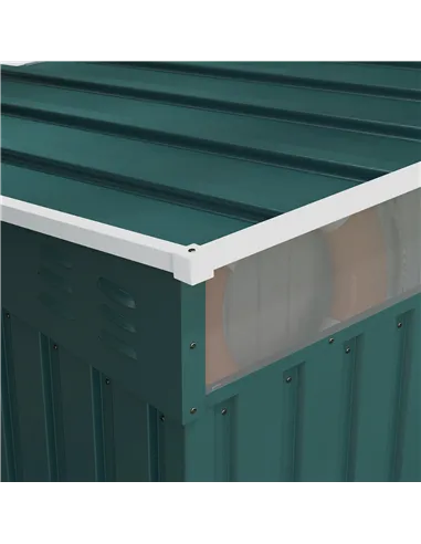 Outsunny 6.5 x 4FT Galvanised Metal Shed with Foundation Kit, Lockable Tool Garden Shed with Double Sliding Doors, Vents, Green