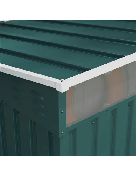 Outsunny 6.5 x 4FT Galvanised Metal Shed with Foundation Kit, Lockable Tool Garden Shed with Double Sliding Doors, Vents, Green