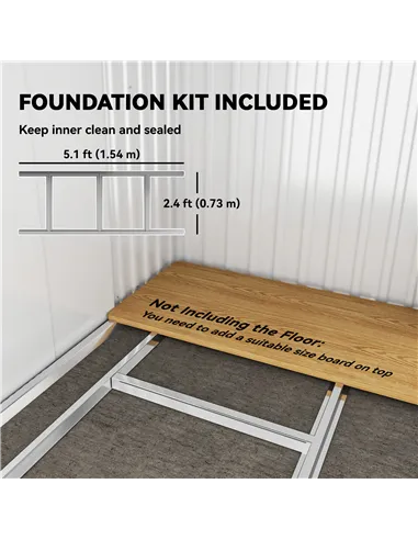 Outsunny 6.5 x 4FT Galvanised Metal Shed with Foundation Kit, Lockable Tool Garden Shed with Double Sliding Doors, Vents, Grey
