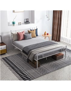 HOMCOM Double Metal Bed Frame Solid Bedstead Base with Headboard and Footboard, Metal Slat Support and Underbed Storage Space, B 2