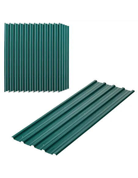 Outsunny Set of 12 Corrugated Steel Roof Sheet Panels - Green