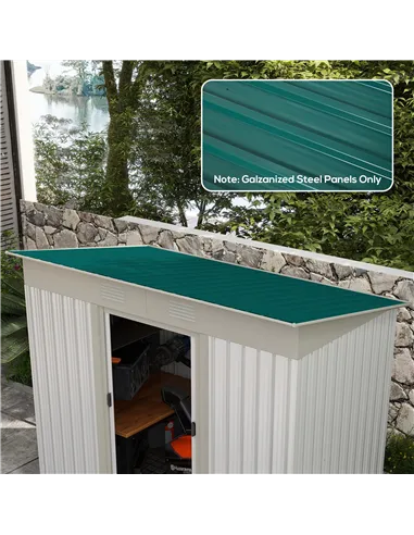 Outsunny Set of 12 Corrugated Steel Roof Sheet Panels - Green