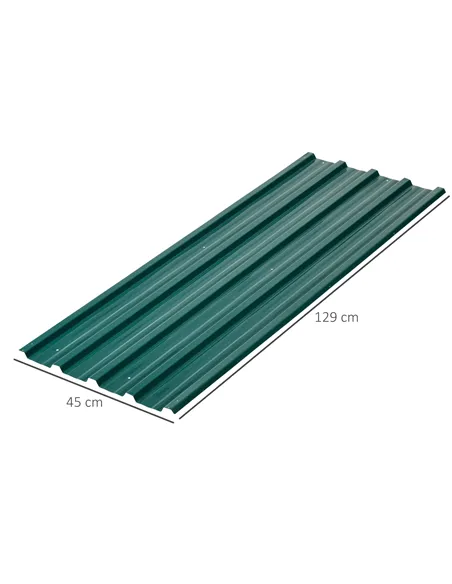 Outsunny Set of 12 Corrugated Steel Roof Sheet Panels - Green