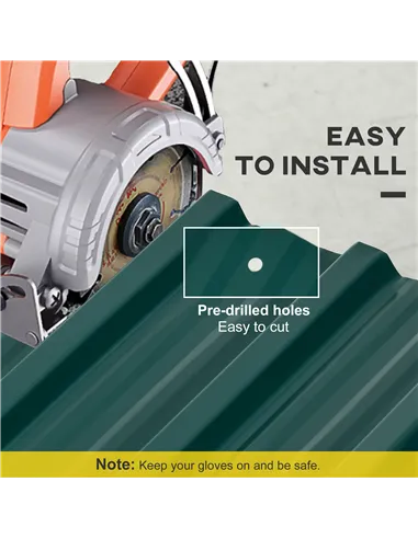 Outsunny Set of 12 Corrugated Steel Roof Sheet Panels - Green