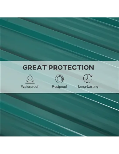 Outsunny Set of 12 Corrugated Steel Roof Sheet Panels - Green