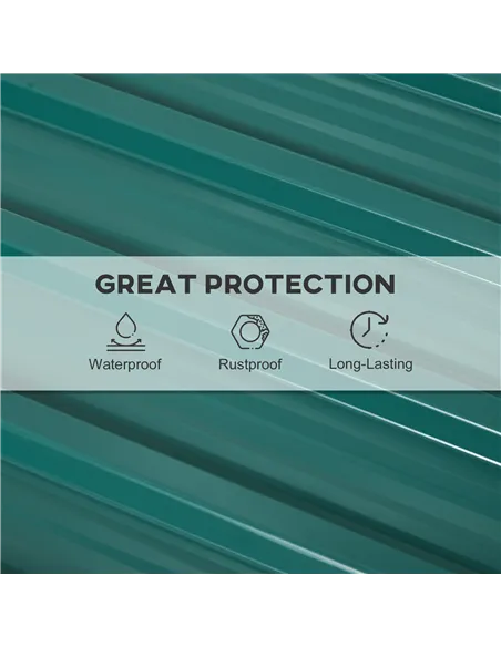 Outsunny Set of 12 Corrugated Steel Roof Sheet Panels - Green