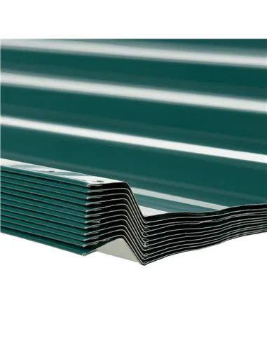Outsunny Set of 12 Corrugated Steel Roof Sheet Panels - Green