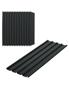 Outsunny Set of 12 Corrugated Steel Roof Sheet Panels - Dark Grey