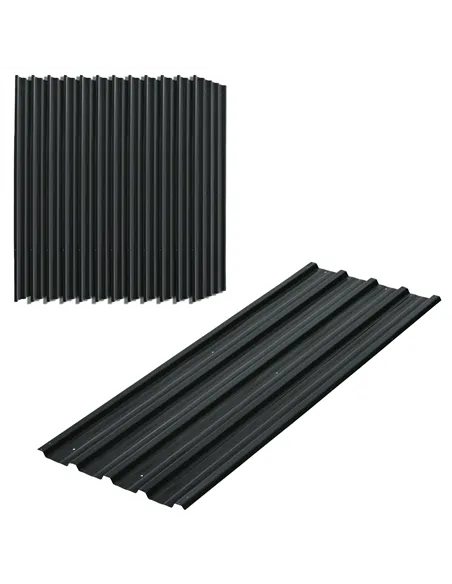Outsunny Set of 12 Corrugated Steel Roof Sheet Panels - Dark Grey