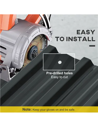 Outsunny Set of 12 Corrugated Steel Roof Sheet Panels - Dark Grey