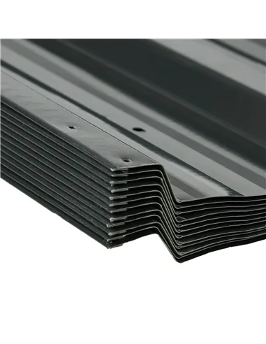 Outsunny Set of 12 Corrugated Steel Roof Sheet Panels - Dark Grey
