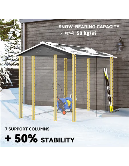 Outsunny 9x 6FT Metal Outdoor Garden Shed, Galvanised Tool Storage Shed w/ Sloped Roof, Lockable Door for Patio Lawn, Dark Grey