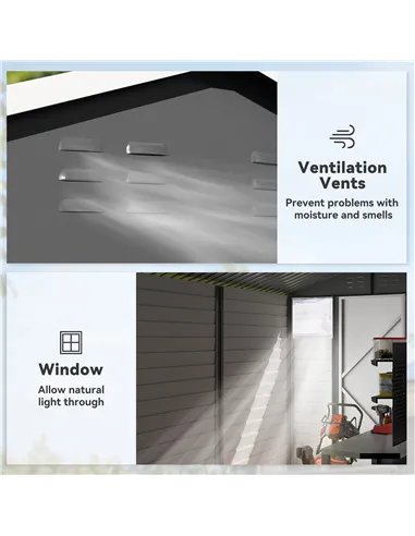 Outsunny 9x 6FT Metal Outdoor Garden Shed, Galvanised Tool Storage Shed w/ Sloped Roof, Lockable Door for Patio Lawn, Dark Grey