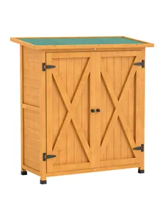 Outsunny 46.5 x 97cm Compact Wooden Storage Shed - Yellow