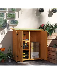 Outsunny 46.5 x 97cm Compact Wooden Storage Shed - Yellow 2