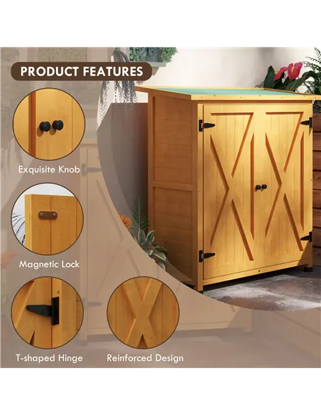 Outsunny 46.5 x 97cm Compact Wooden Storage Shed - Yellow