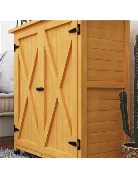 Outsunny 46.5 x 97cm Compact Wooden Storage Shed - Yellow