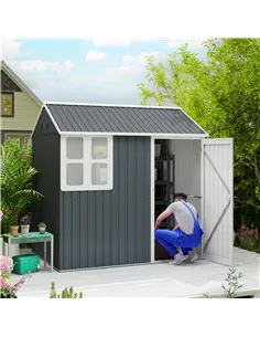 Outsunny 7 x 6ft Galvanised Garden Shed, with Latch - Dark Grey 2