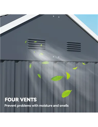 Outsunny 7 x 6ft Galvanised Garden Shed, with Latch - Dark Grey