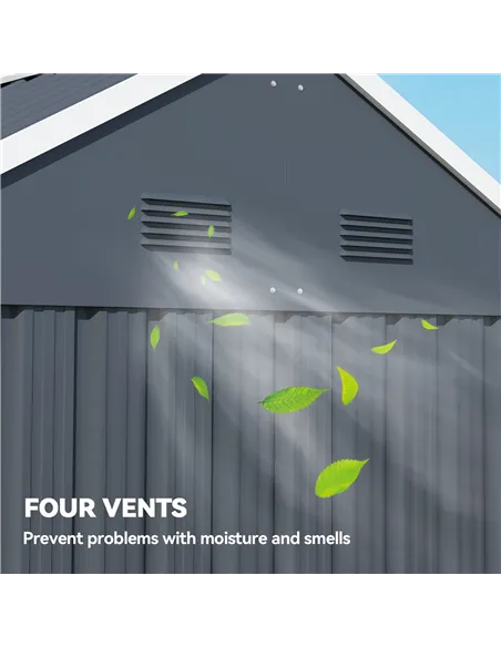 Outsunny 7 x 6ft Galvanised Garden Shed, with Latch - Dark Grey