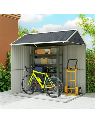 Outsunny 7 x 6ft Galvanised Garden Shed, with Latch - Dark Grey