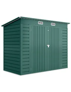 Outsunny 3.7 x 7.9ft Galvanised Steel Shed, with Latched Door and Padlock - Green