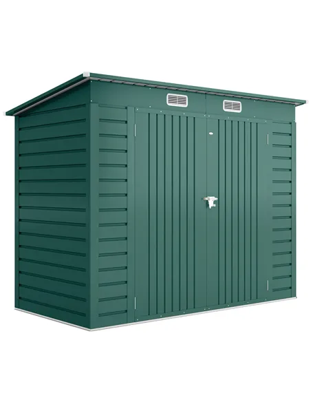 Outsunny 3.7 x 7.9ft Galvanised Steel Shed, with Latched Door and Padlock - Green