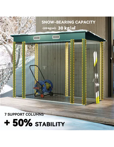Outsunny 3.7 x 7.9ft Galvanised Steel Shed, with Latched Door and Padlock - Green