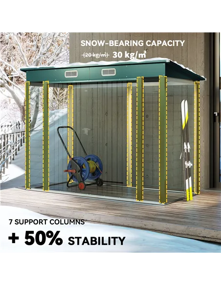 Outsunny 3.7 x 7.9ft Galvanised Steel Shed, with Latched Door and Padlock - Green