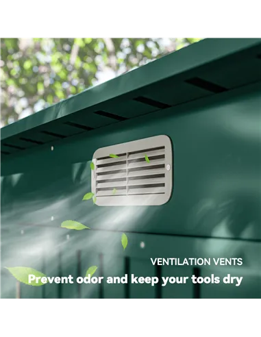 Outsunny 3.7 x 7.9ft Galvanised Steel Shed, with Latched Door and Padlock - Green