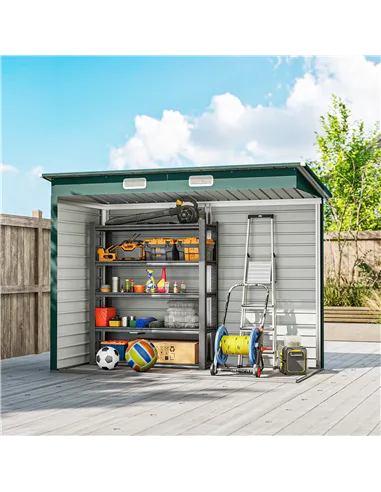 Outsunny 3.7 x 7.9ft Galvanised Steel Shed, with Latched Door and Padlock - Green