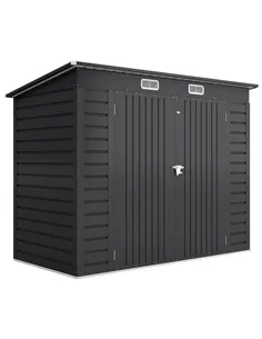Outsunny 3.7 x 7.9ft Galvanised Steel Shed, with Latched Door and Padlock - Grey