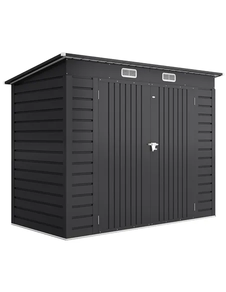 Outsunny 3.7 x 7.9ft Galvanised Steel Shed, with Latched Door and Padlock - Grey