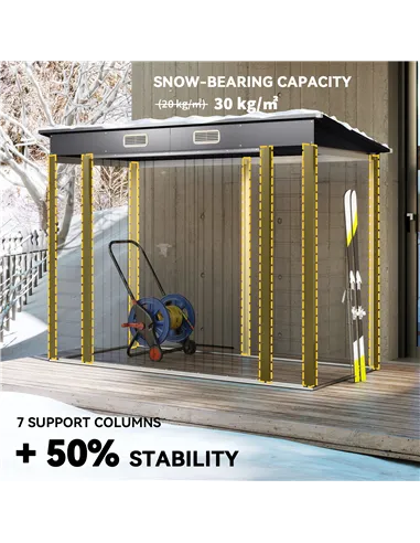 Outsunny 3.7 x 7.9ft Galvanised Steel Shed, with Latched Door and Padlock - Grey