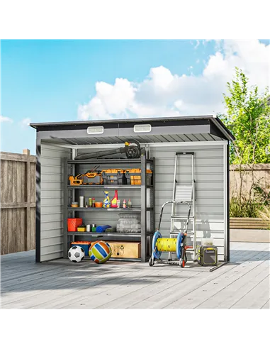 Outsunny 3.7 x 7.9ft Galvanised Steel Shed, with Latched Door and Padlock - Grey