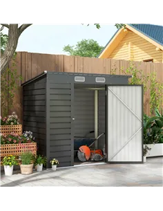 Outsunny 4 x 6ft Galvanised Metal Garden Shed, with Locking Door - Grey 2