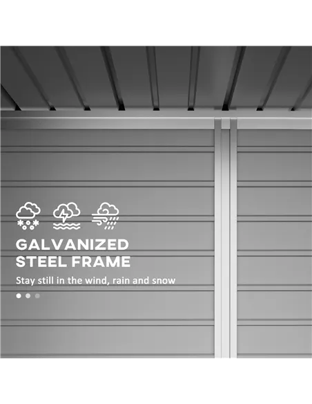 Outsunny 4 x 6ft Galvanised Metal Garden Shed, with Locking Door - Grey