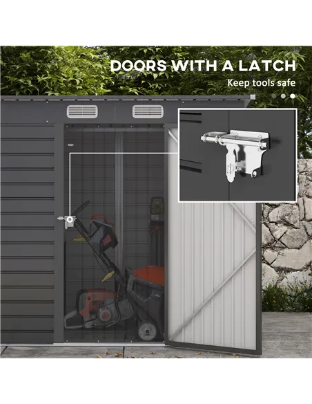 Outsunny 4 x 6ft Galvanised Metal Garden Shed, with Locking Door - Grey