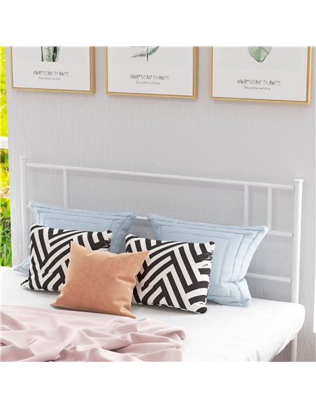 HOMCOM Double Metal Bed Frame Solid Bedstead Base with Headboard and Footboard, Metal Slat Support and Underbed Storage Space, B