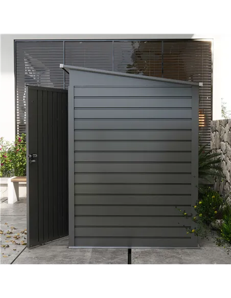 Outsunny 4 x 6ft Galvanised Metal Garden Shed, with Locking Door - Grey