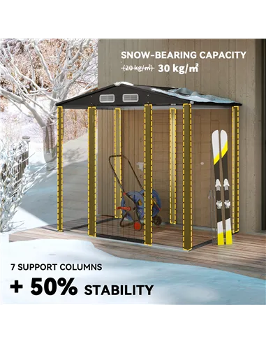 Outsunny 4 x 6ft Galvanised Steel Garden Shed, with Lock and Gloves - Oak