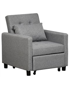 HOMCOM 3-In-1 Chair Bed, Convertible Sleeper Chair with Adjustable Backrest, Pillow and Footrest for Living Room, Grey