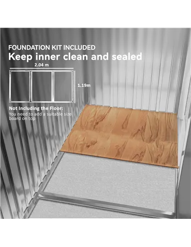 Outsunny 7 x 4ft Metal Garden Storage Shed with Vents, Floor Foundation Kit and Lockable Double Doors, Light Brown