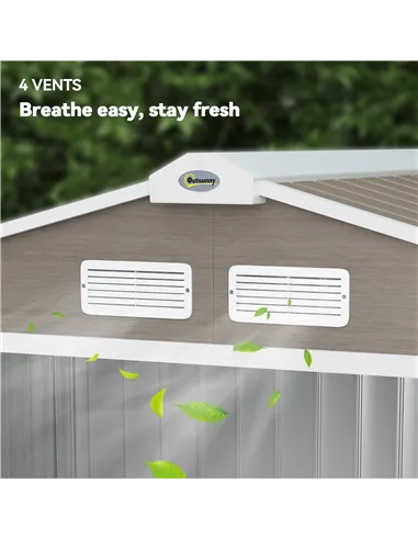 Outsunny 7 x 4ft Metal Garden Storage Shed with Vents, Floor Foundation Kit and Lockable Double Doors, Light Brown