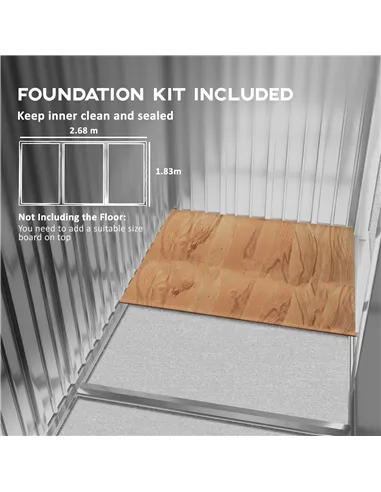 Outsunny 9 x 6ft Steel Garden Shed, Outdoor Storage Tool House with Vents, Foundation and Lockable Double Doors, Brown