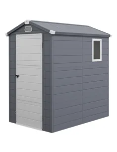 Outsunny 4.4ft x 6.2ft Aluminium Frame and Plastic Wall Shed, with Foundation - Grey