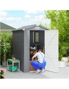 Outsunny 4.4ft x 6.2ft Aluminium Frame and Plastic Wall Shed, with Foundation - Grey 2